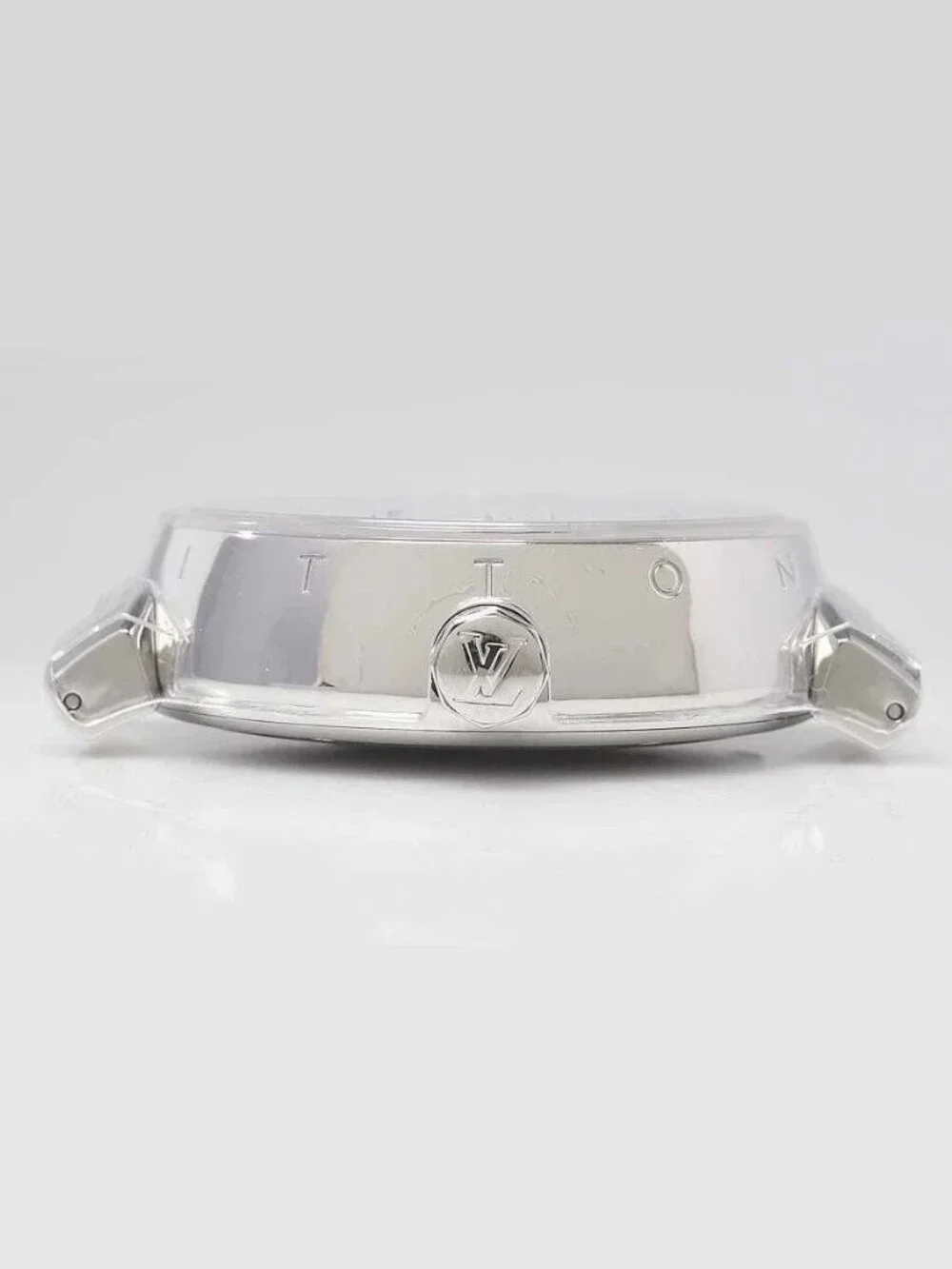 Louis Vuitton 41.5mm Stainless Steel and Lilac Swiss Quartz Tambour Watch Face